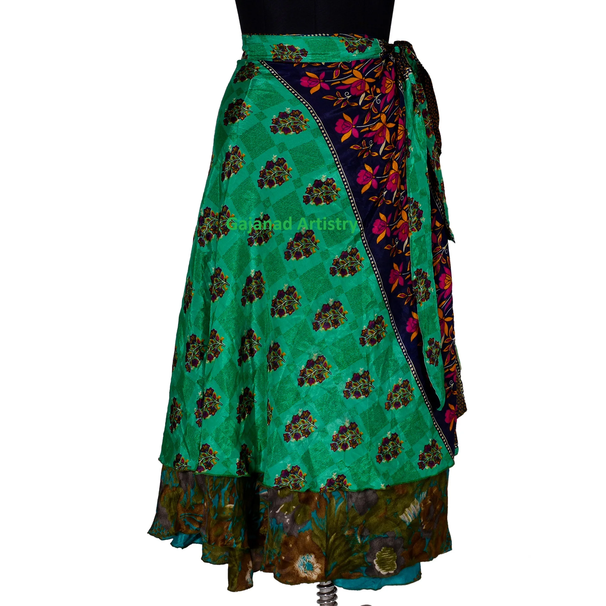 wholesale lots sari silk wrap skirt reversible and lightweight floaty double layer skirt long skirts ties