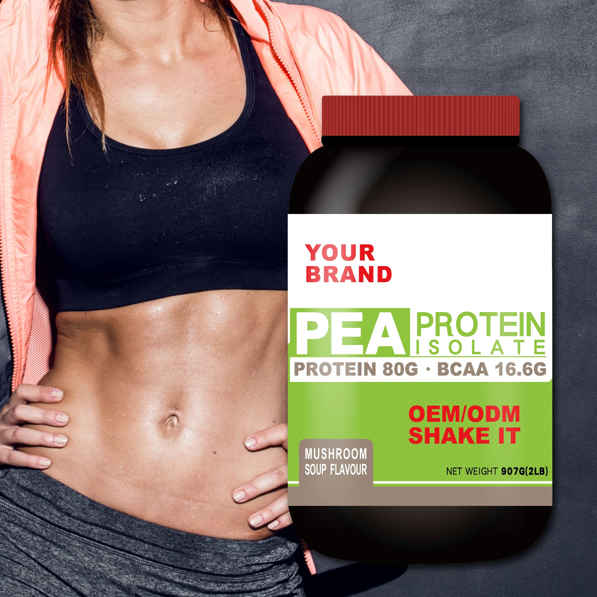 Best Sale 80% Pure Pea Protein Isolate Powder for Nutrition Enhancer Mushroom Soup Flavour 2lb