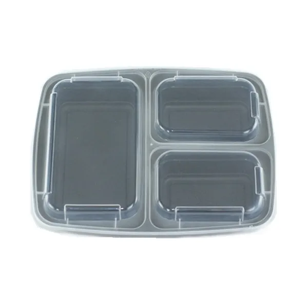 Plastic Food Packaging Containers, Kitchen Tableware  3 Compartment Food Container Storage Box With Lid