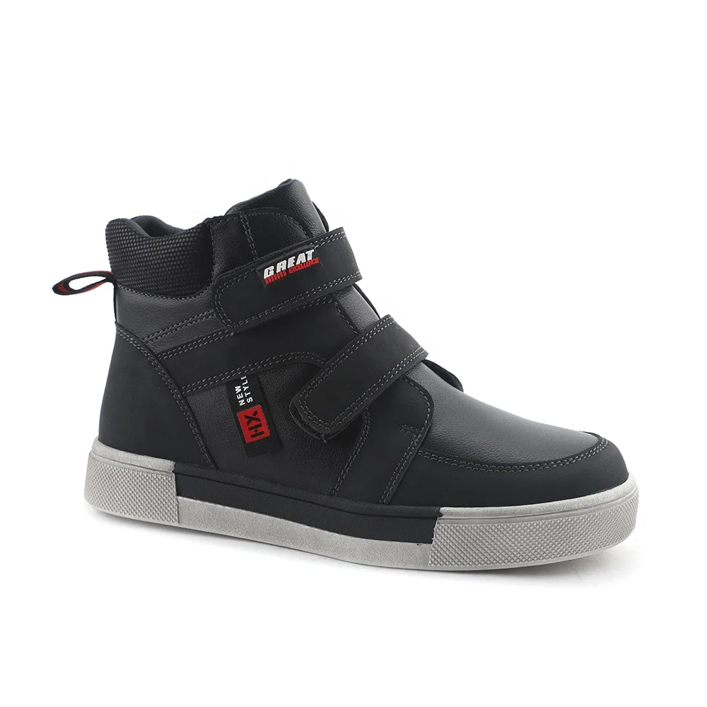 Повседневные спортивные зимние кожаные черные ботильоны на заказ для мальчиков