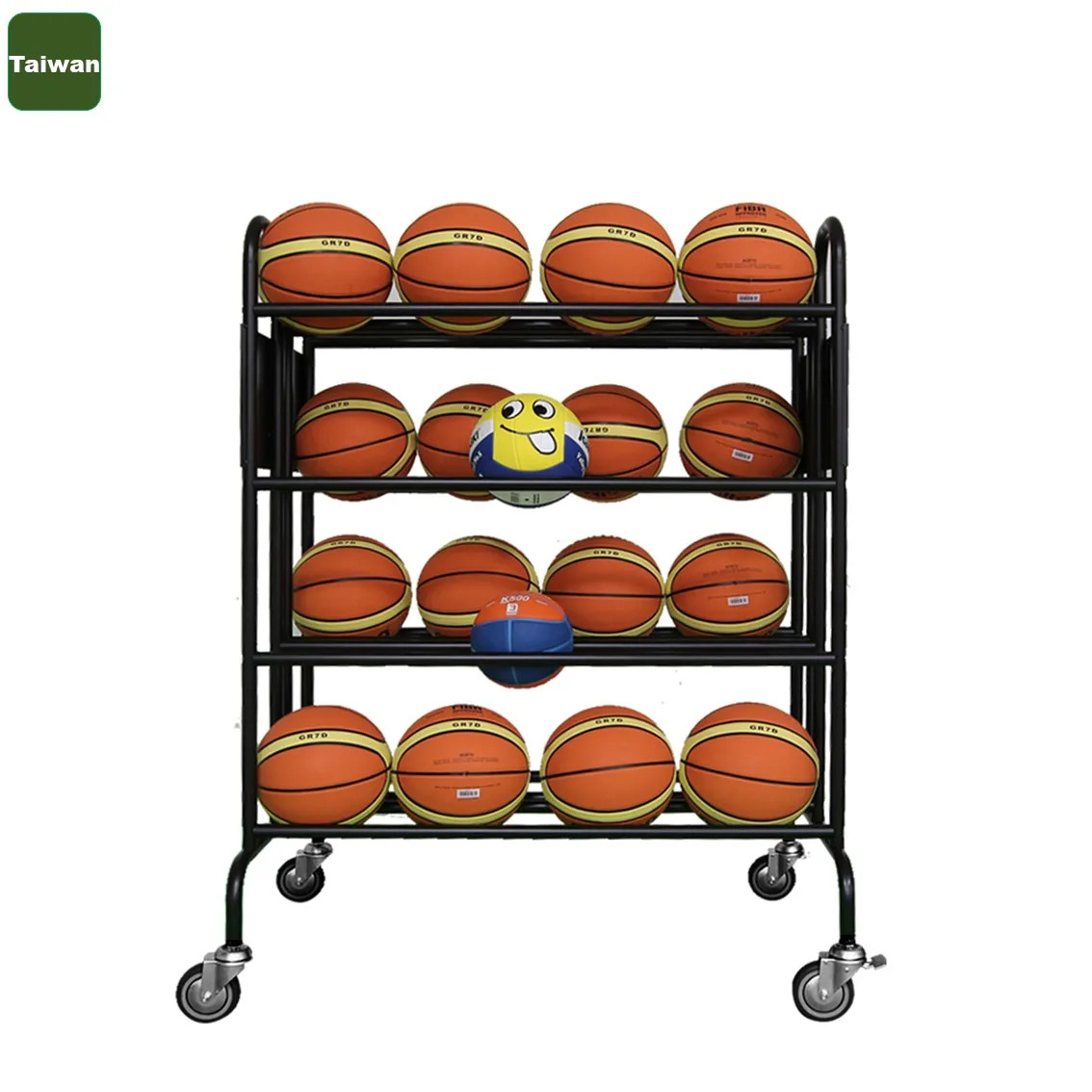 Ball arrangement basket with wheel sports (size: 128.5 × 106 × 42cm) stainless steel ball cart