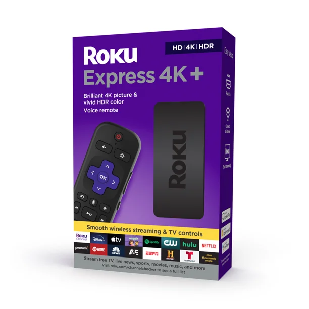 Лучшее качество New Roku Express 4K + 2021 | Потоковый медиаплеер HD/4K/HDR с плавной беспроводной потоковой передачей и пультом дистанционного управления голосом Roku