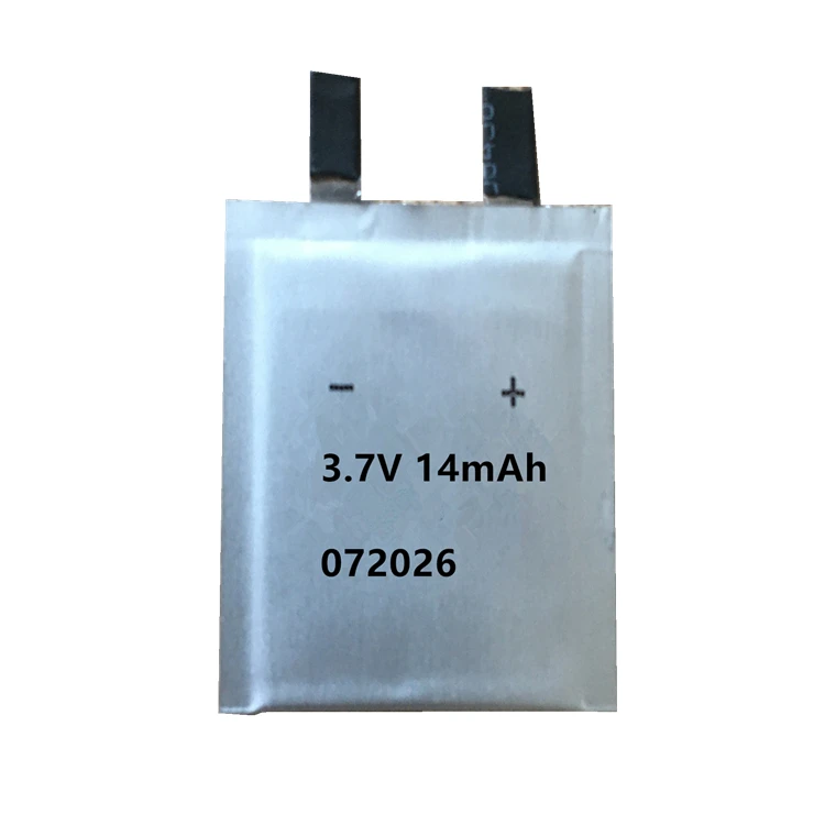 Thin Battery 072026 tiny and thin 3.7V rechargeable battery 14mAh thickness 0.75mm