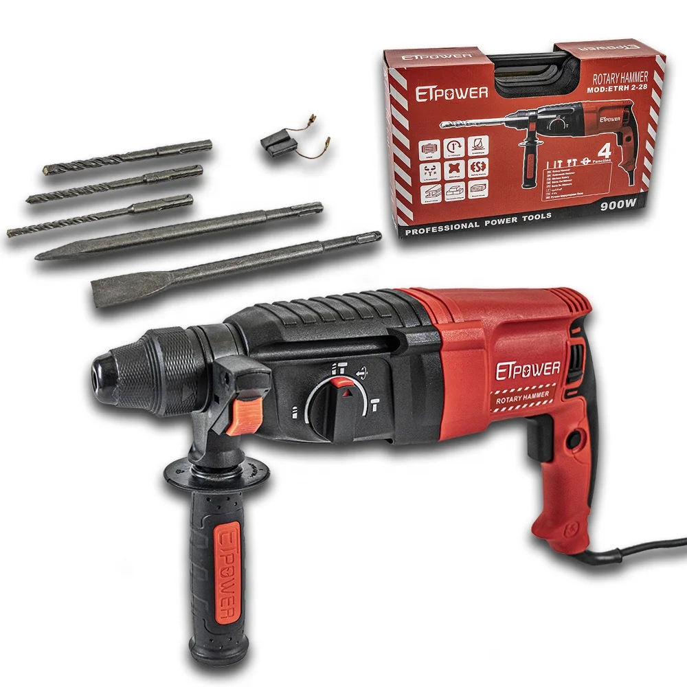 ETpower 800W Multifunctional 26MM Rotary Hammer with BMC Box 6pcs Accessories Interchangeable Spare Parts