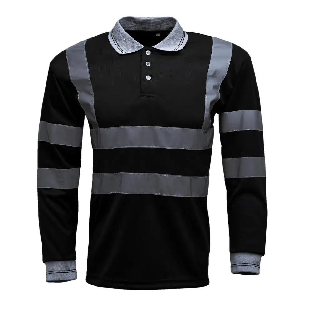 Black Long Sleeve high visibility Security Shirt for man