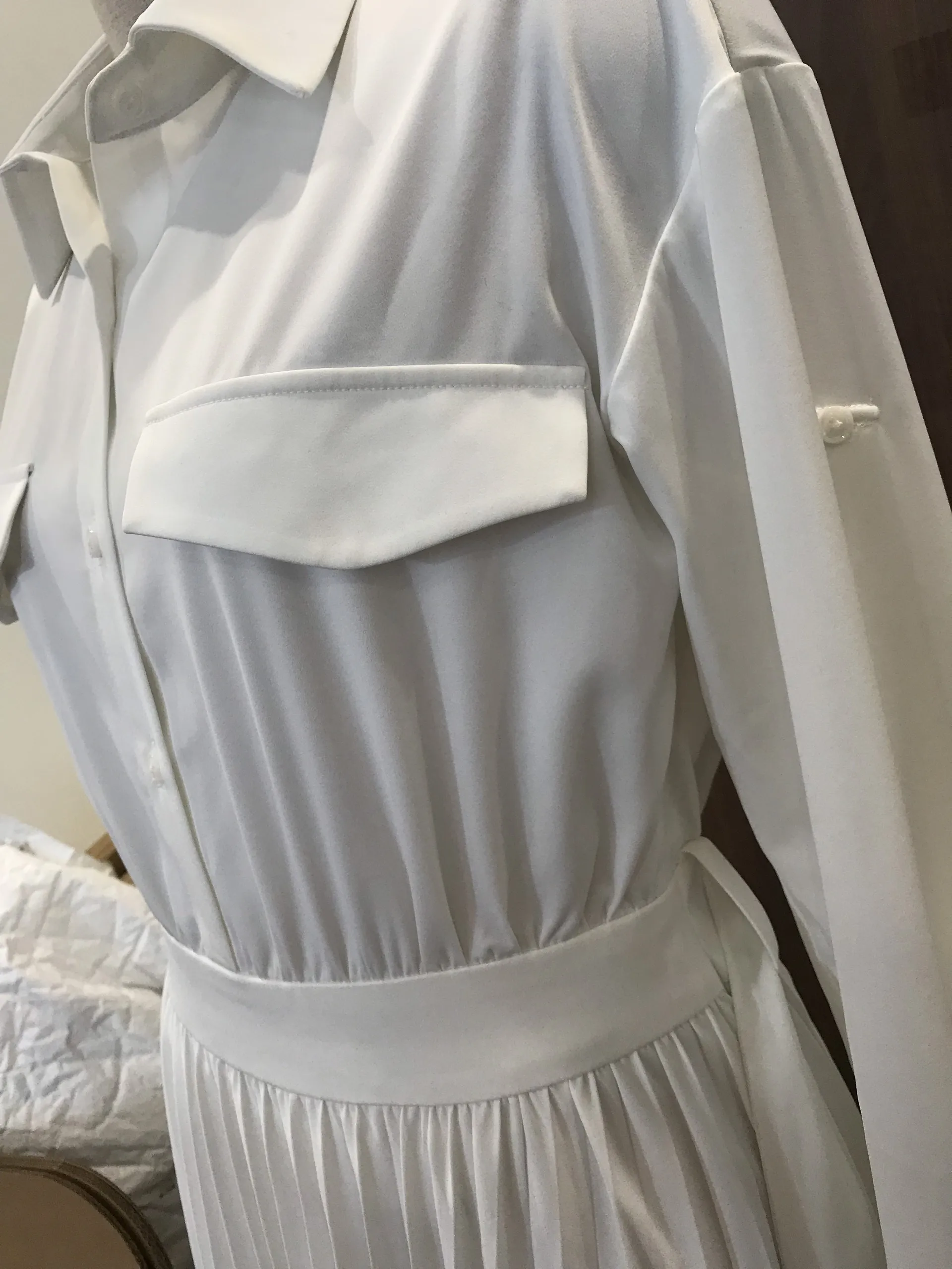 Wholesale price premium material long dress shirt women office fashion ladies white women shirt dress