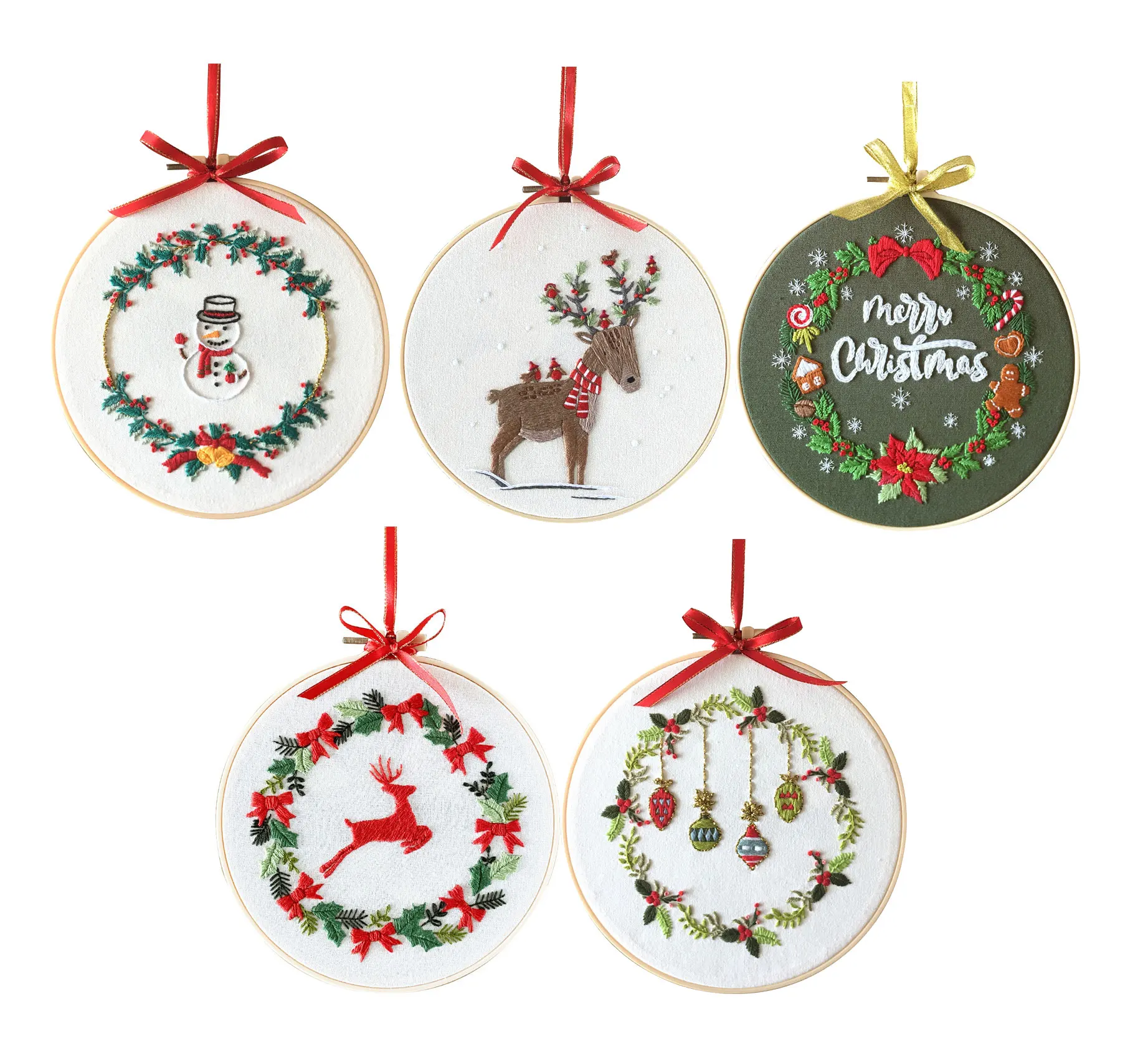 Embroidery Starter Kit with Christmas Pattern,Cross Stitch Set for Beginners.