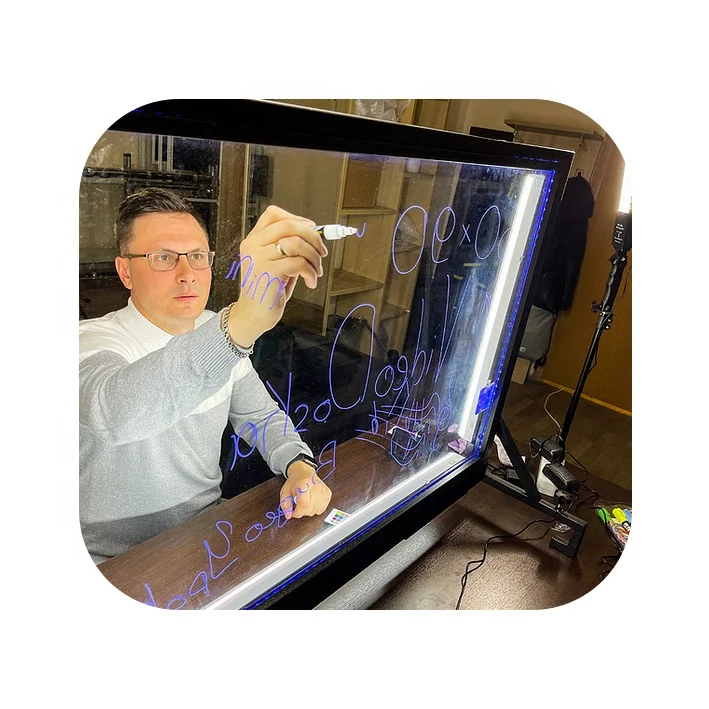 
Desktop Lightboard (Marker White Board), Anti-Shock Tempered Ultra-Transparent Glass, Stable Metal Frame, Portable Premium Look 