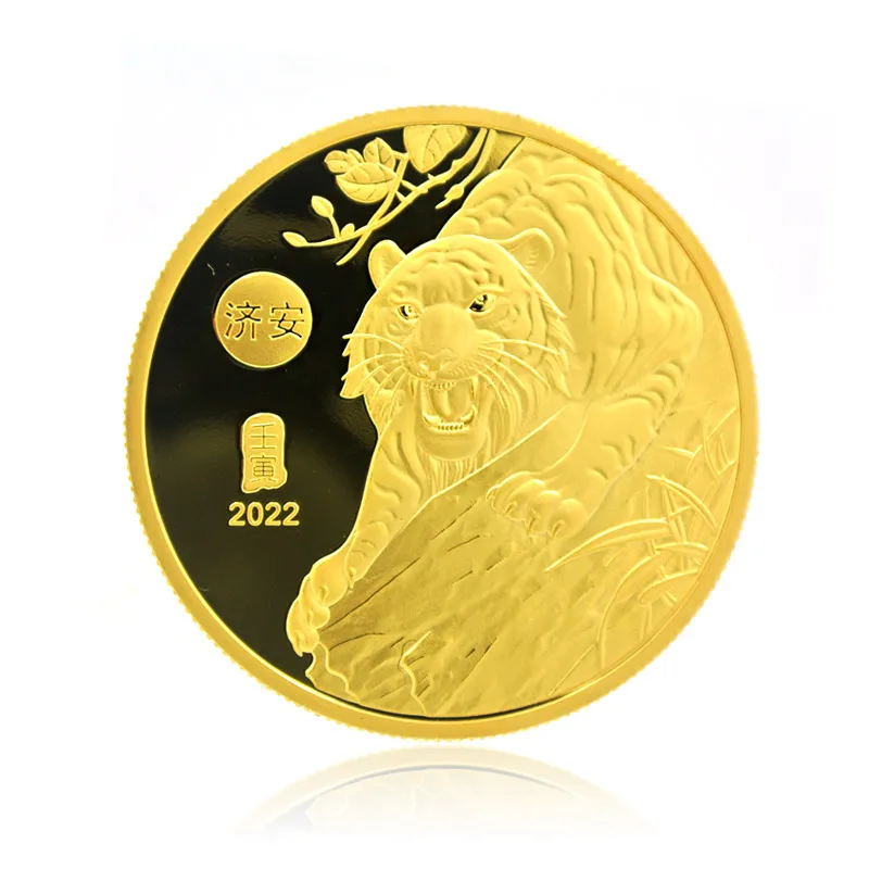2022 custom gold metal souvenir year of the tiger coin