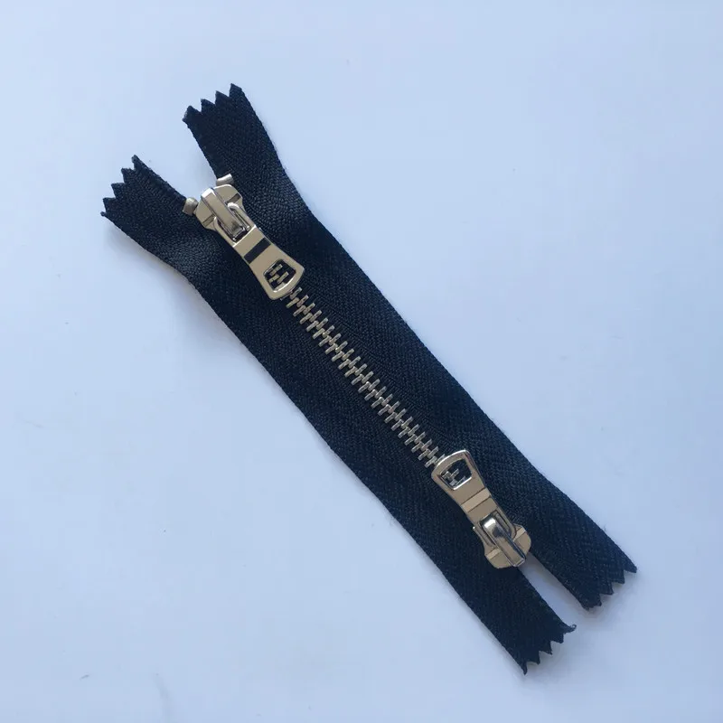 
High quality metal plated brass nickel double slider close end X shape zipper 