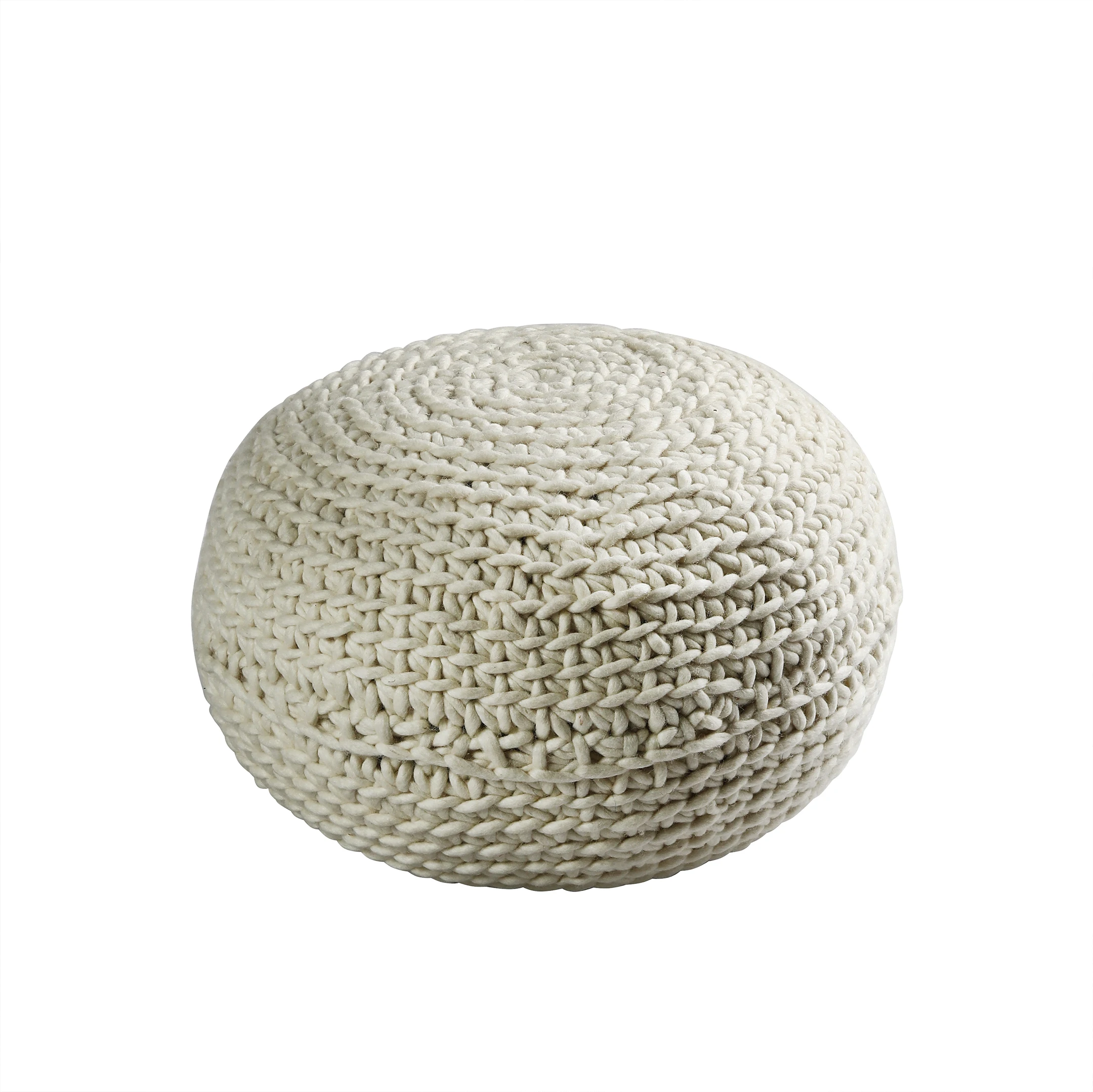 Best Quality Modern Design Hand Knitted Wool Poufs with Polystyrene Balls Filling