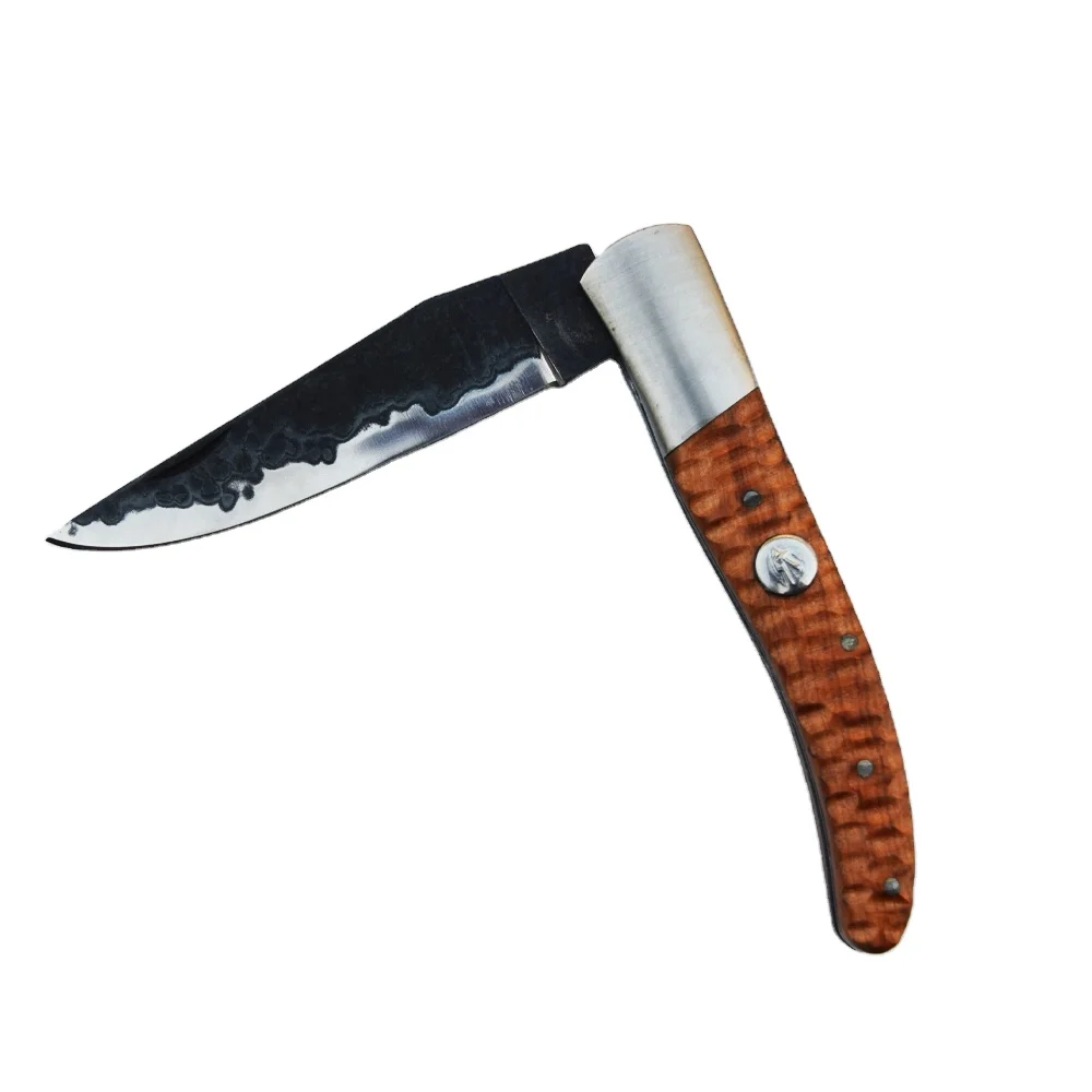 
Складной нож с кованым лезвием, карманный нож с деревянной ручкой и лезвием из нержавеющей стали 