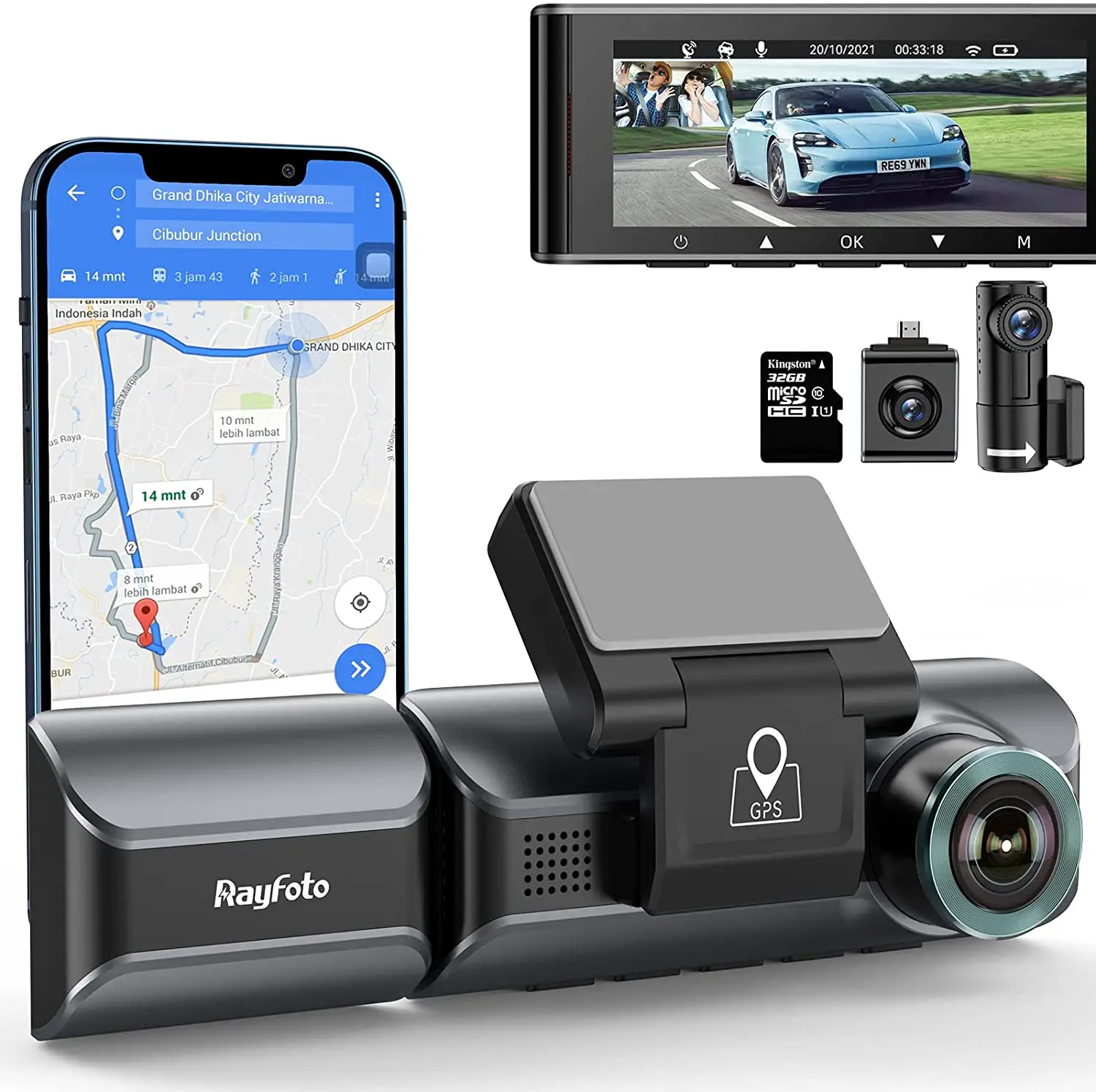170 Degree Ultra Wide-Angle Ultra HD Night Vision Built-in GPS WiFi 3 Channel Dash Cam Driving Recorder