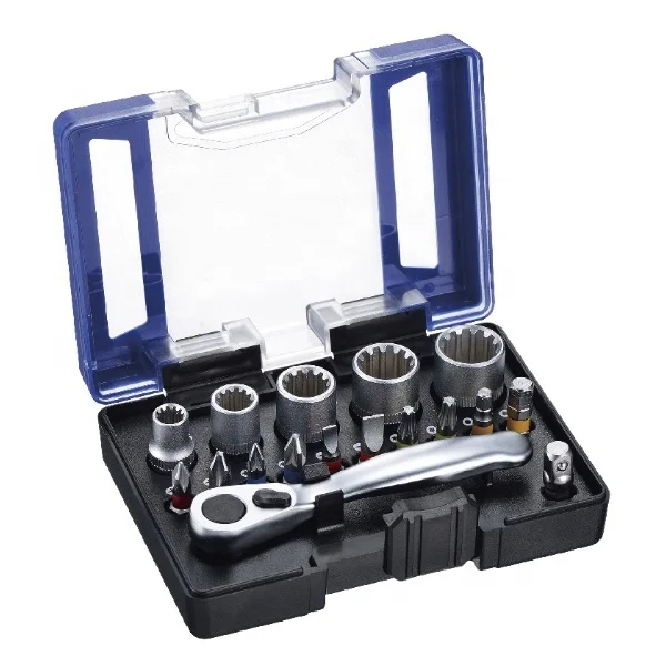 12 Pieces Clip-type Bit Box & Ratchet wrench Set