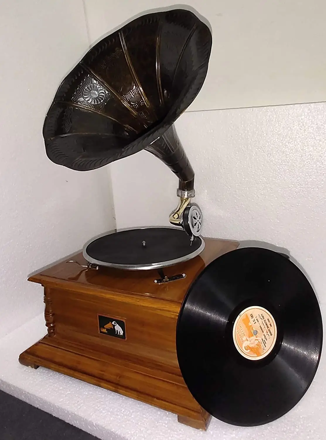 Hot selling quality  Brass and wooden Gramophone Player for music and home decor