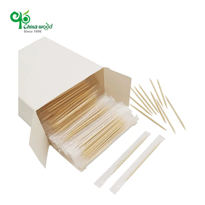 Natural Custom Label Individually Paper Wrapped Color Factory Wholesale Packing Bamboo Toothpick