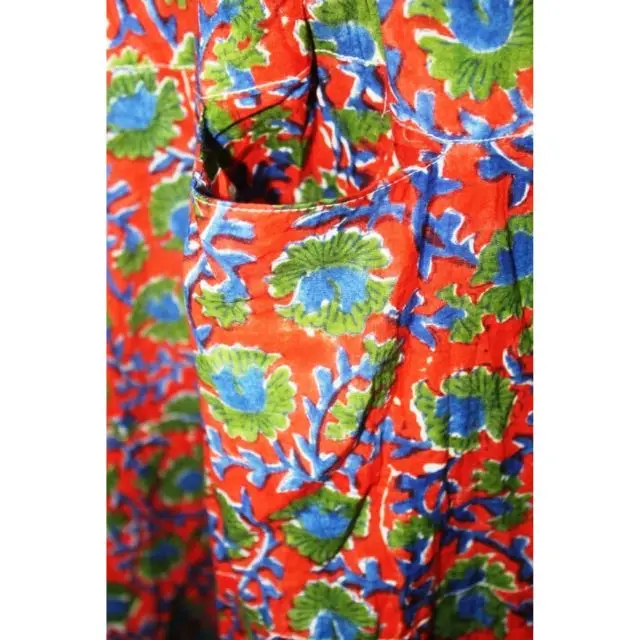 Indian block printed long cotton gown dress