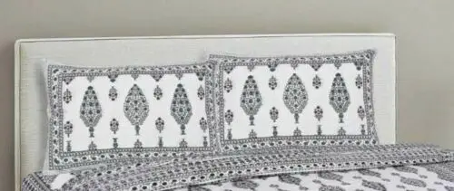 Hand Block Floral Printed Comfort Cotton Double Bed sheet with 2 Pillow Covers High Classical Finishing Handmade Bed Sheet