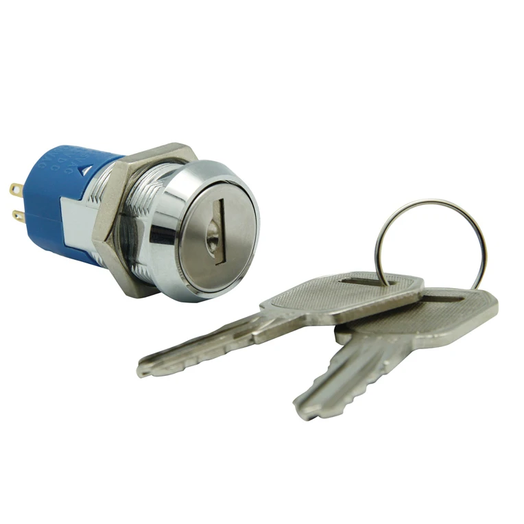Key lock switch single pole single throw round terminal key