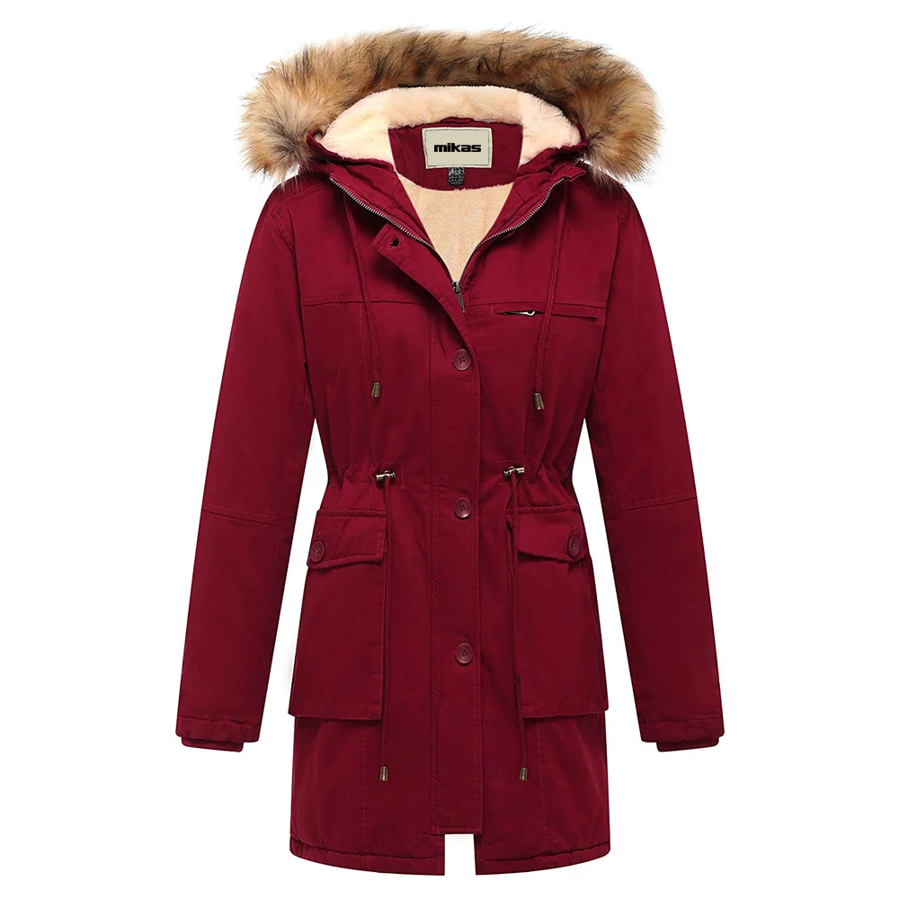 Buy Wholesale Women Faux Fur Long Sleeve Jacket Custom Hooded Winter Parka Jacket With Pockets