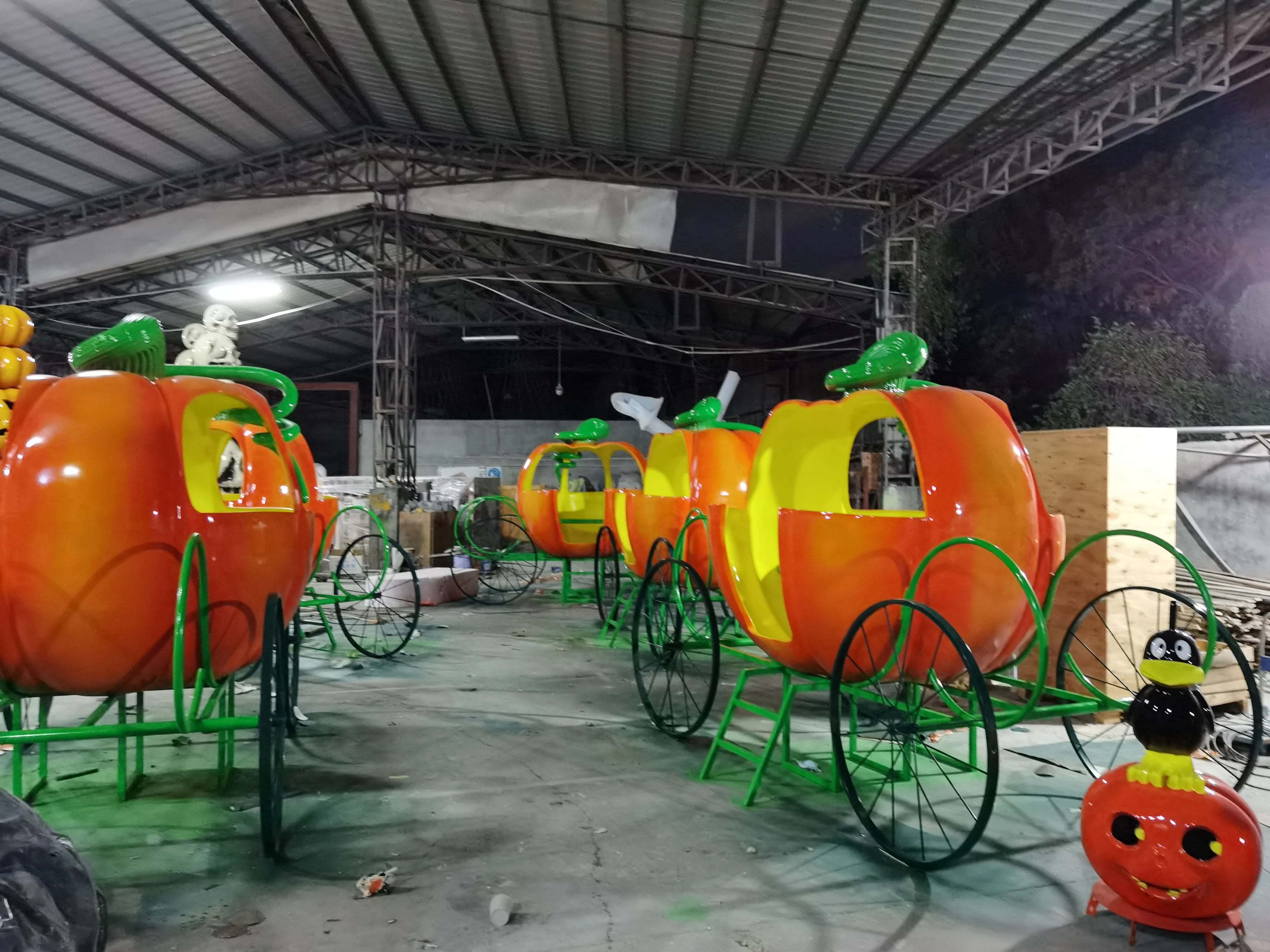Pumpkin cart halloween fiberglass decoration