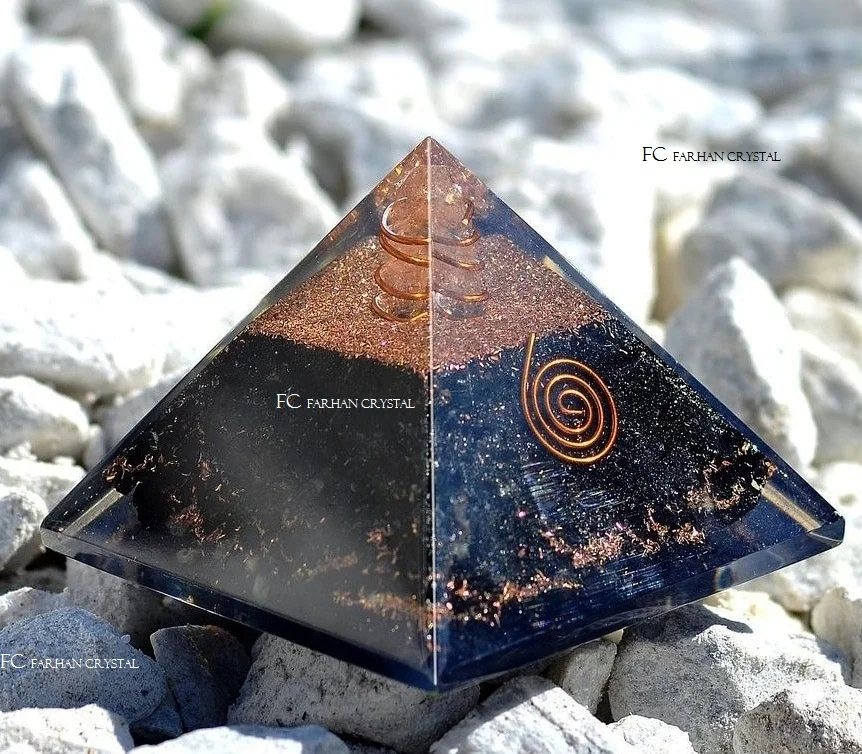 Orgone pyramid Black Tourmaline with crystal point/Chakra balancing ORGENITE Pyramids EMF Protection/wholesale healing pyramid