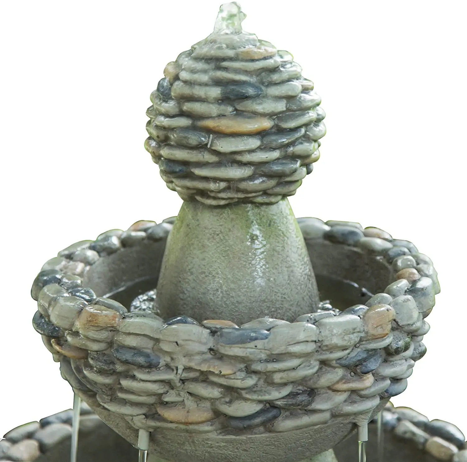 Peaktop Majestic 3 Tiered Stone Look Zen Pedestal Floor Waterfall Fountain for Outdoor Patio Garden Backyard Decking Decor gray