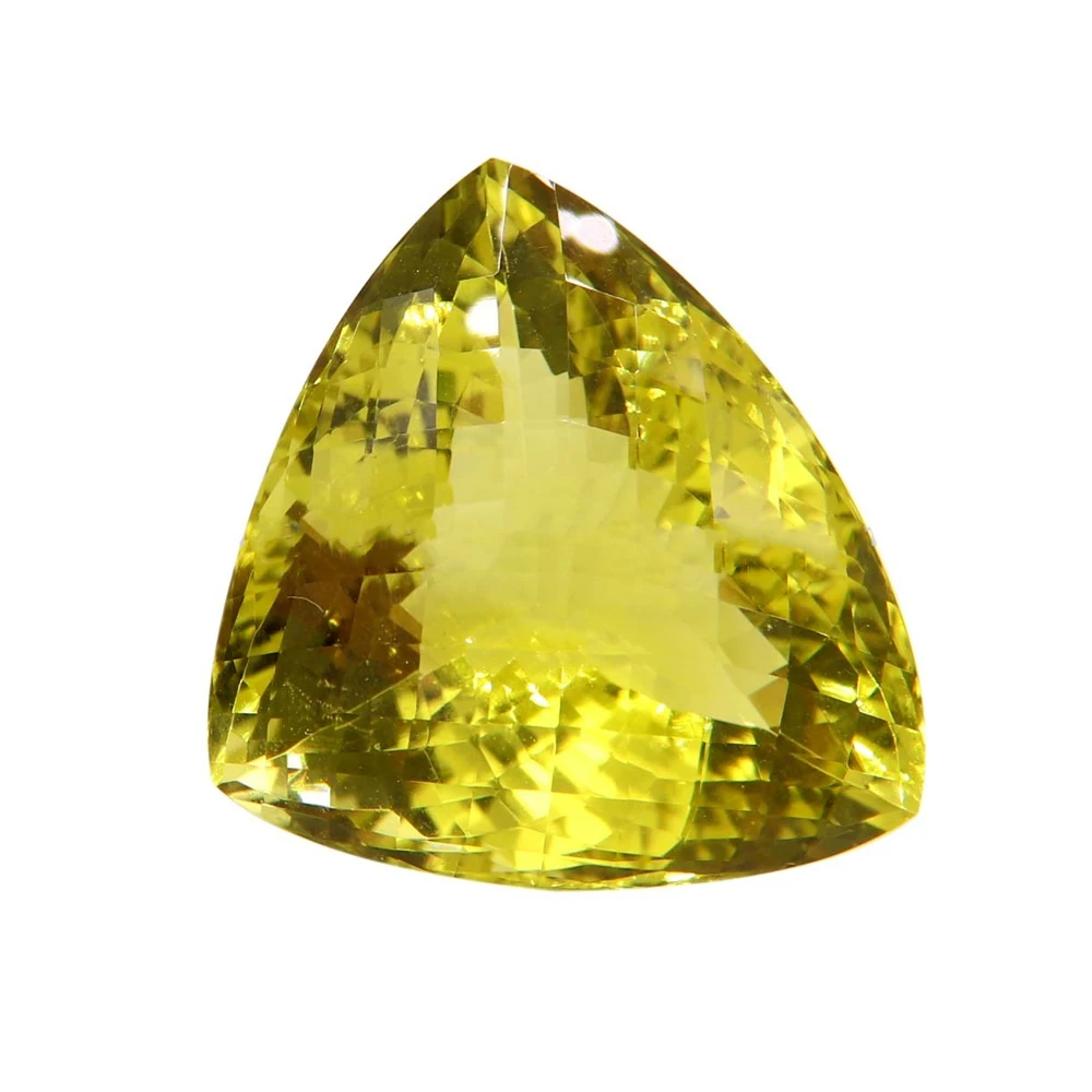 Lemon Quartz Trillion Cut Gemstone Big Size Pendant Jewelry Use Semiprecious 70.22 Carat Gemstone