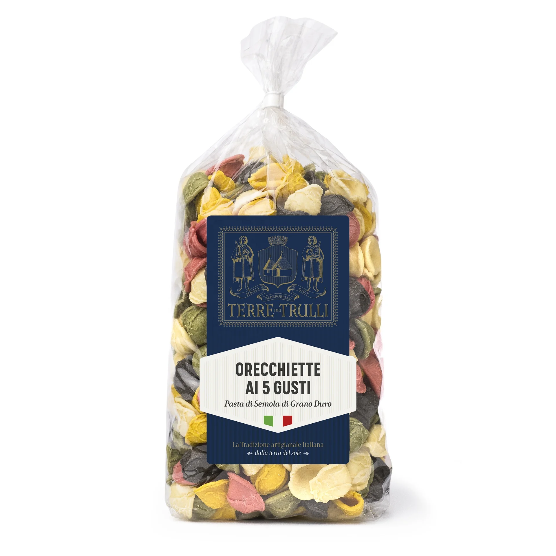 Итальянское качество апулианская Премиум медленно высушенная паста Orecchiette с 5 ароматизаторами (Кард шпинат куркума чернила кальмара Твердая пшеница) 500