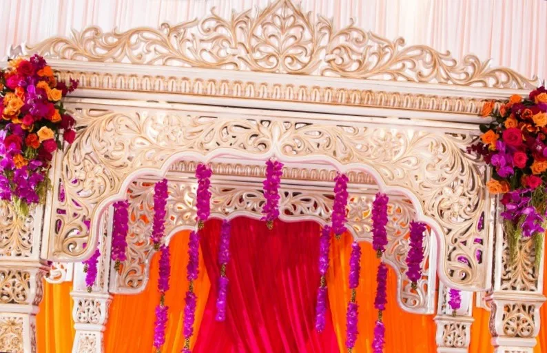 
Fiber Wedding Mandap Hindu Wedding Mandap Wedding Stage Wedding Party Event Decoration Mandap Bazaar Customized Fiberglass 