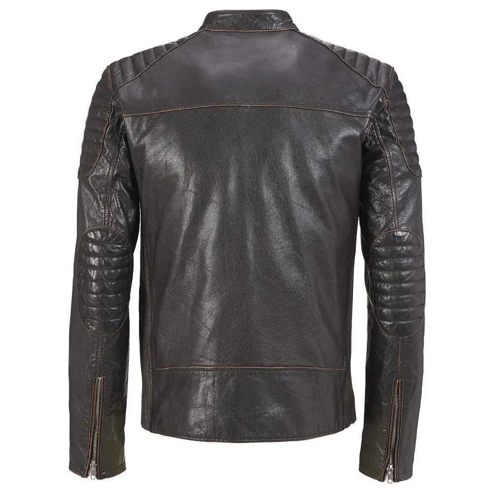Mens Distressed Brown Classic Diamond Mixed Color Genuine Leather Workout Racing Motorbike Driving Safety Jacket For Men 2021