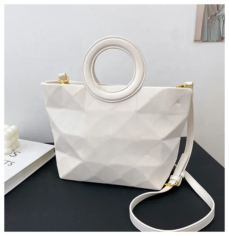 S1146# fashion geometric argyle pattern crossbody bags with acrylic chain ladies round handle handbags for women sling bags