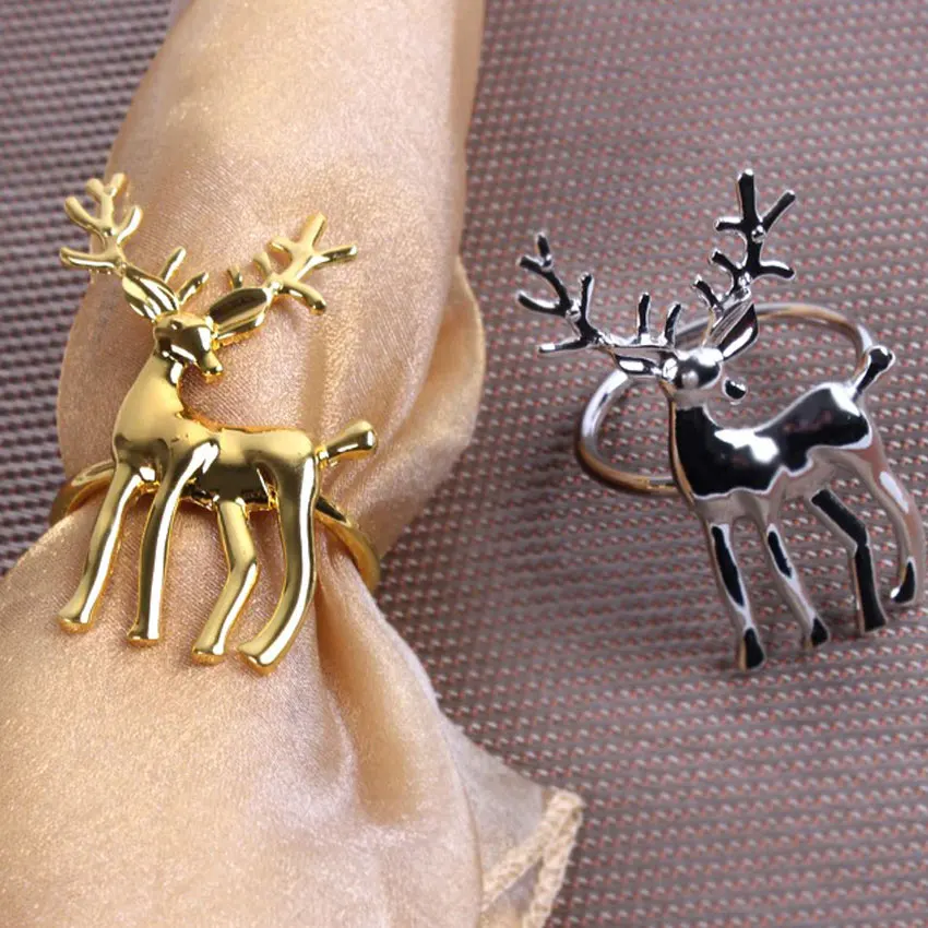 Изготавливаемые на заказ металлические дизайнерские Элегантные кольца для салфеток оптом с оленем