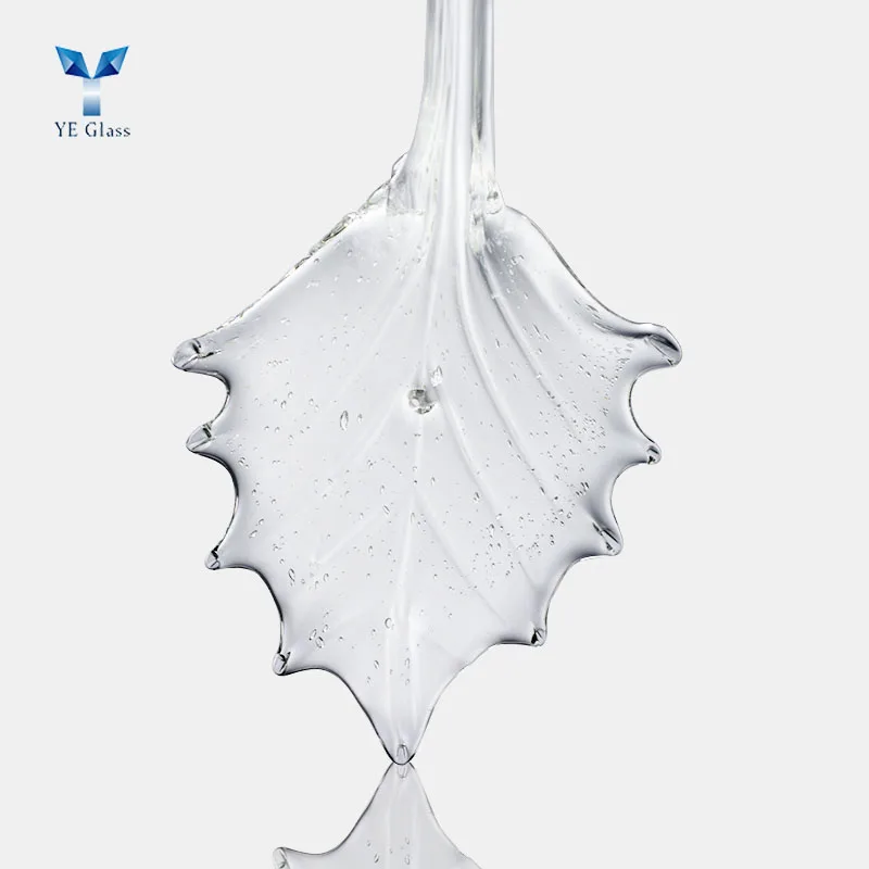 Modern Art Hanging Crafts Glass Leaf Pendant Lamp Decoration