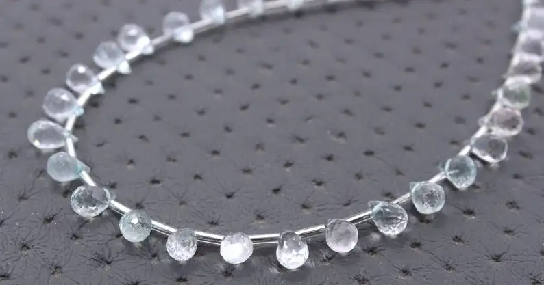 Натуральный Аквамариновый драгоценный камень 33 шт. граненые крошечные каплевидные бусины