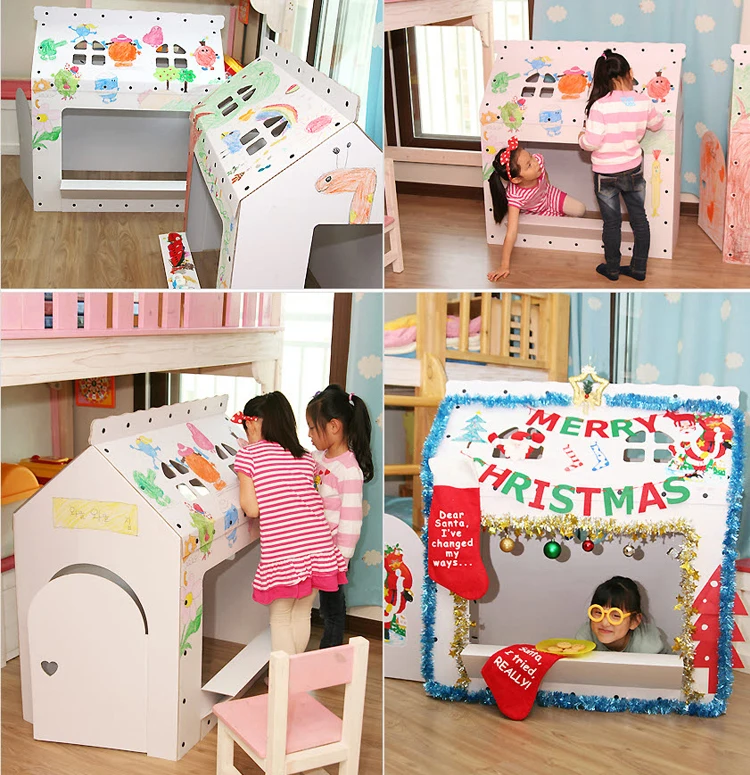 Korea Made Safe CuttinKids Baby Paper Play House Play Bus Scribble Drawing Graffiti Bus Play Bus Assembled Snap Button Paper Toy