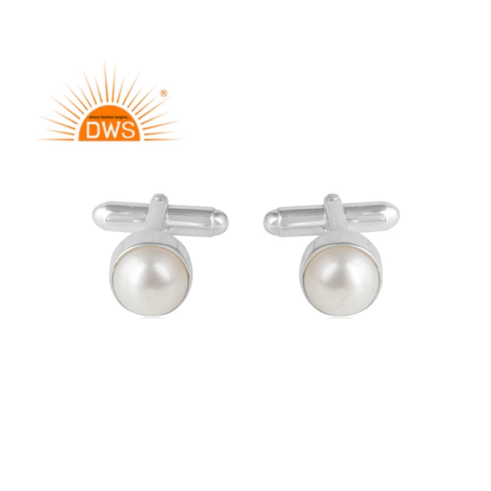Pearl Cufflink for Men Jewelry Manufacturer 925 Fine Sterling Silver Natural Red Cuff Links or Tie Clips Bezel Setting IN;27243