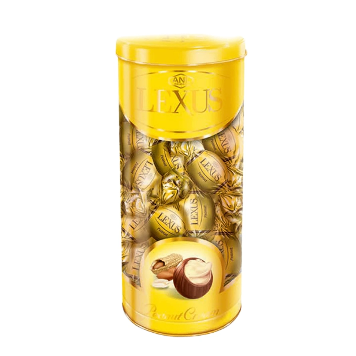 Premium Quality Lexus Milky Compound Chocolate Ball Bar With Filled Peanut Cream 500g In PVC Box