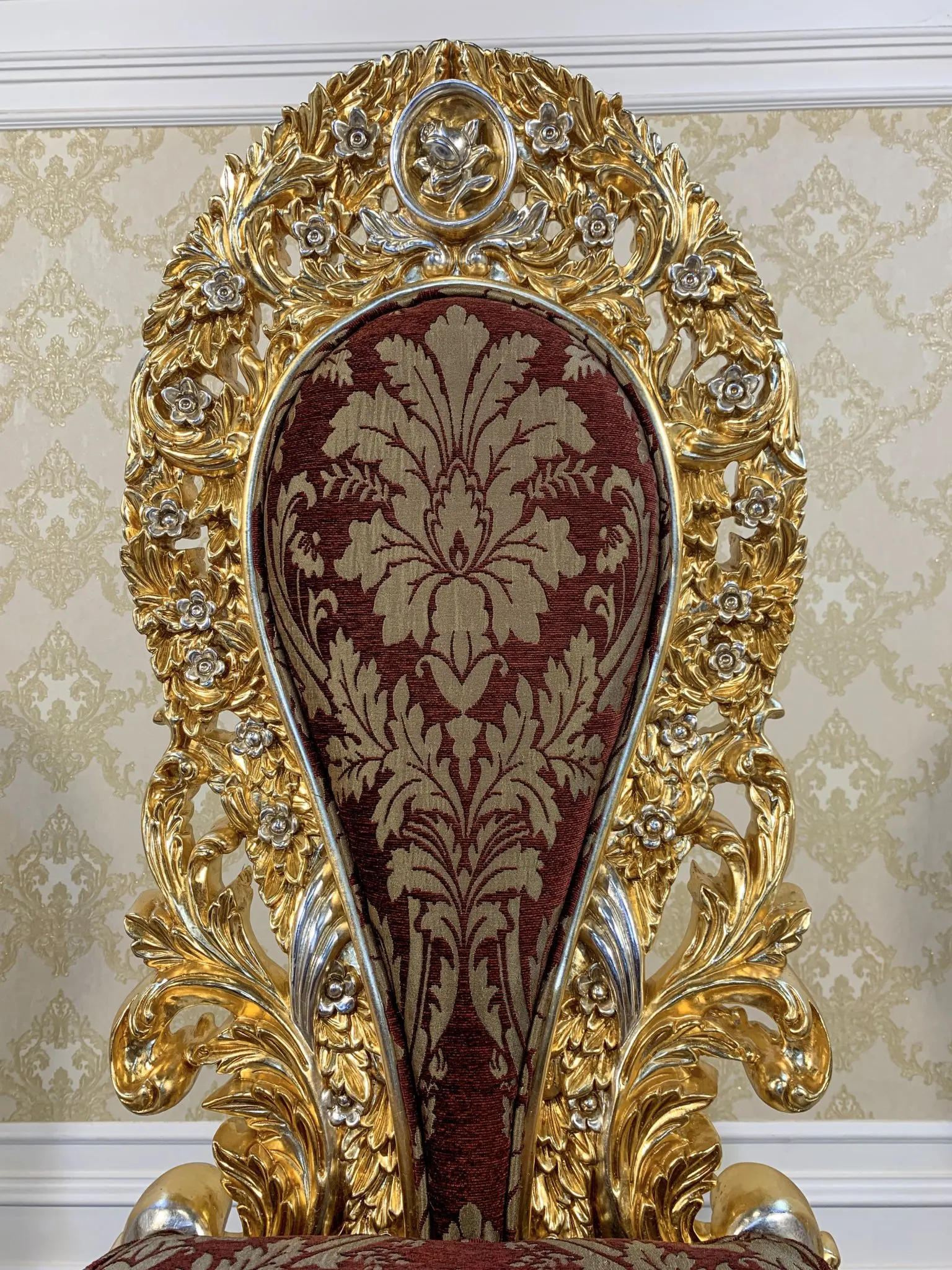 Louis Lusso Royal Dining Chair Italian gold inlaid and high quality fabric cover