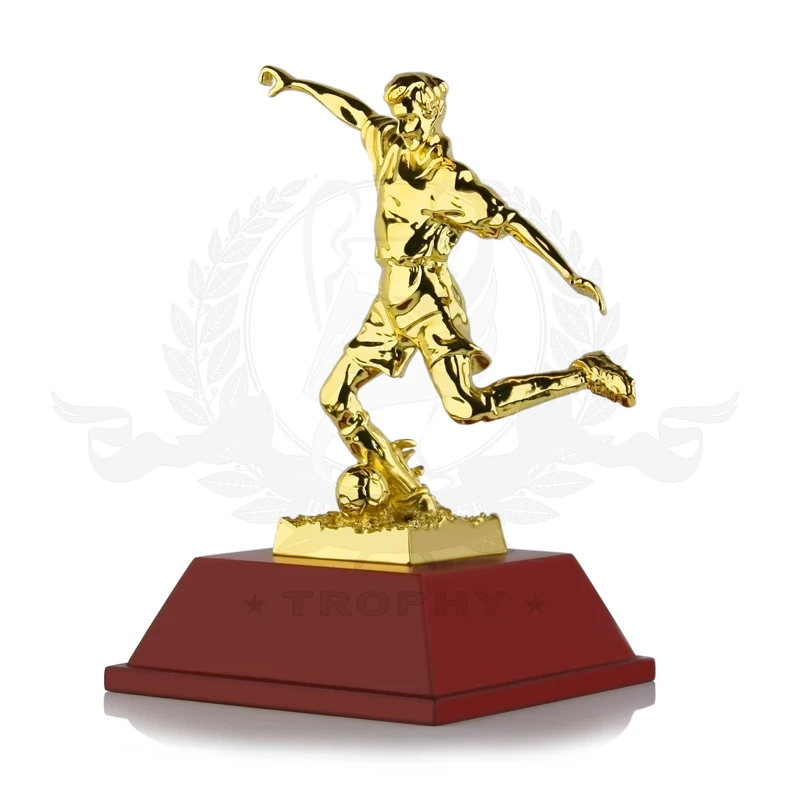  new design custom logo wood base gold silver copper plated soccer club sports souvenir