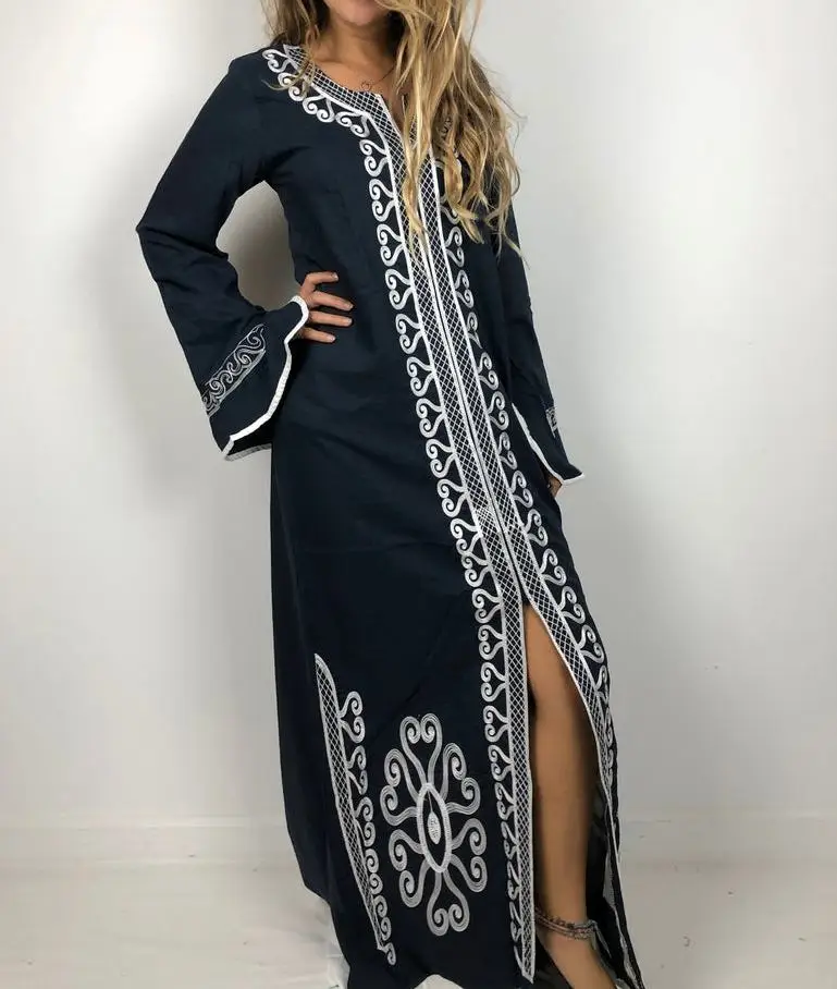 Latest Cotton Stunning Maxican  white Embroidery  Favorite Beautiful Beach Wear  long dress