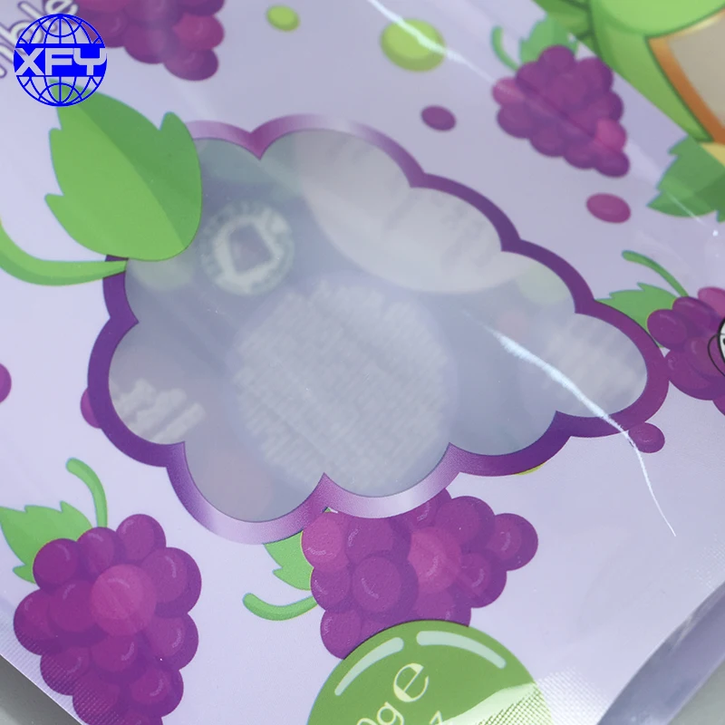 Custom printed stand up resealable ziplock plastic packaging bags with clear window for for body scrub and bath salts packing