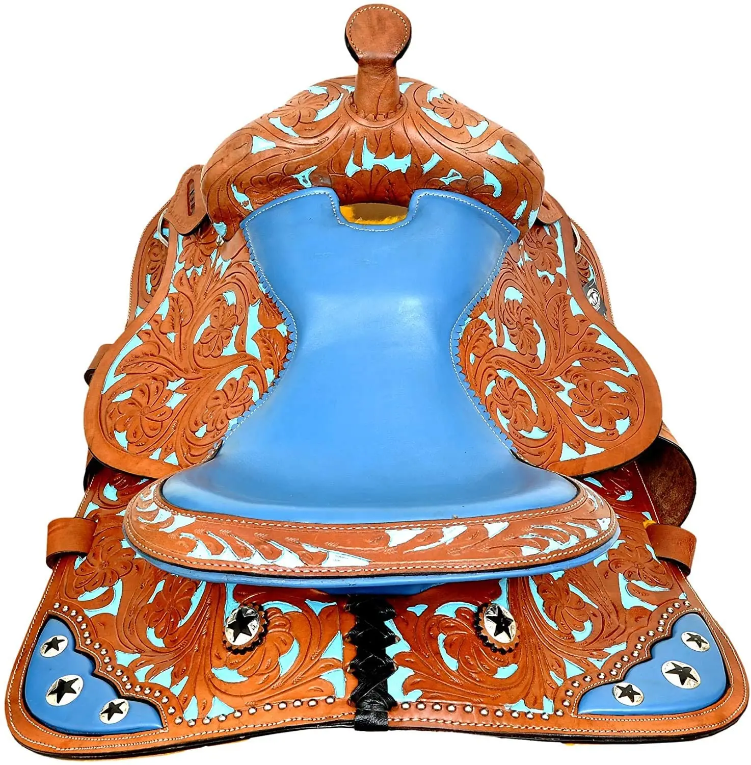 Open Store Durable 12-18 Inch Genuine Leather Western Horse Saddles Premium Quality Fly Veil and Headstall Tack English Seat