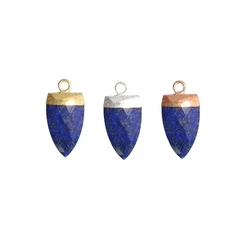 Lapis Lazuli Gemstone Gold Electroplated Half Marquise Shape Pendant Jewelry GH-16