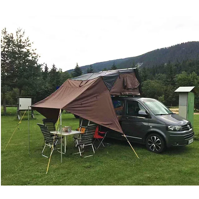 overlander 4x4 offroad Vehicle Hard shell pickup top tent mini cooper with side tent awning