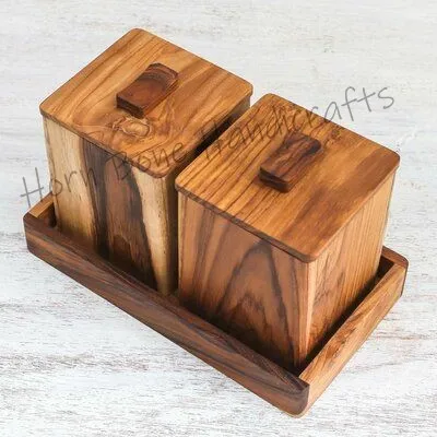 Hot Selling Indian Handmade Acacia Wood Dry Fruits Box Storage Box for Multi Purpose Use Handcrafted Wooden Dry Fruit & Nut Box