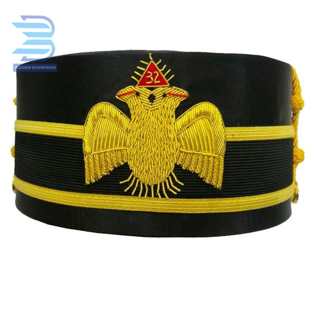 Masonic Knights Templar Black hat with Double Gold Braid Crown hat