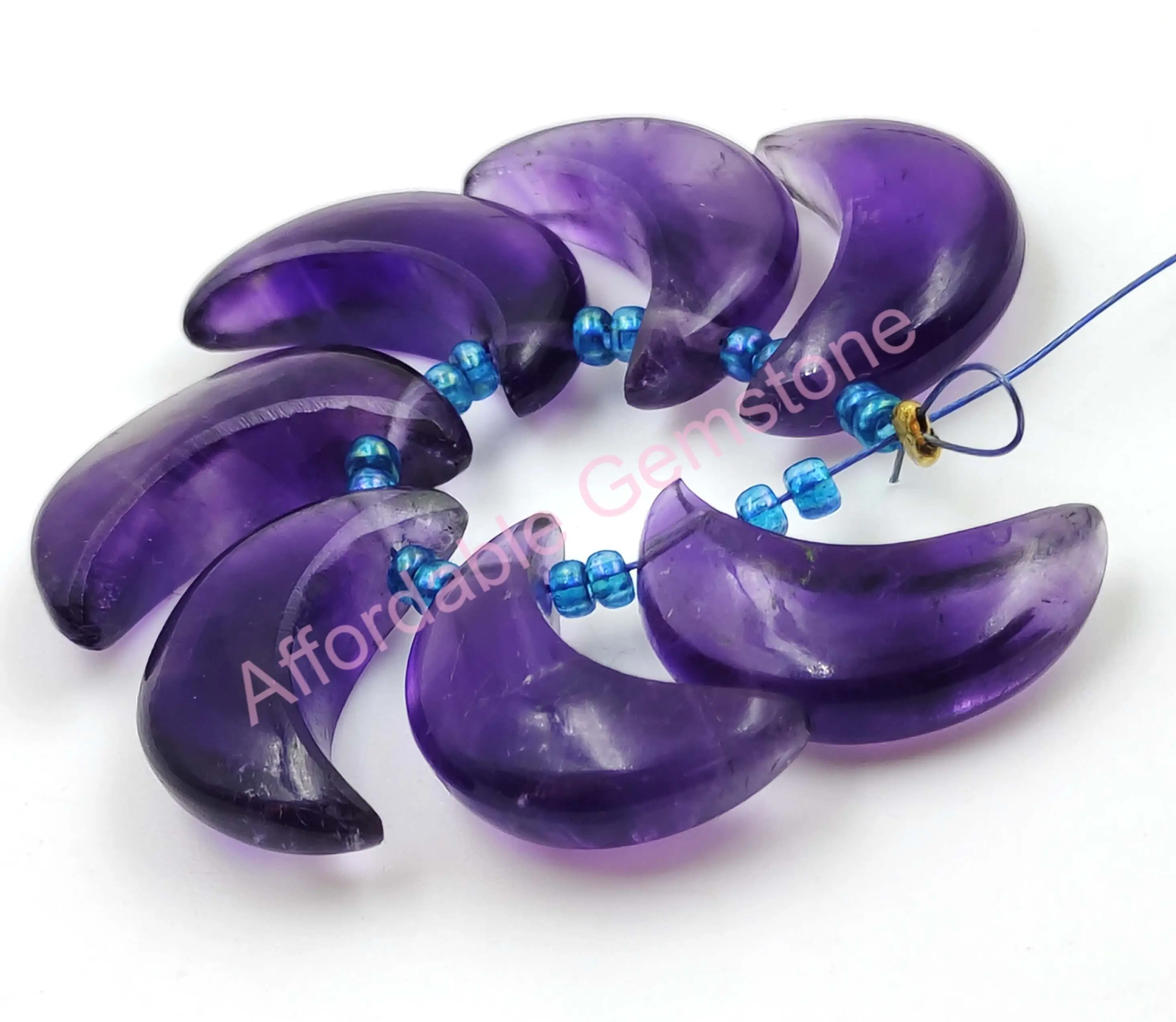 Натуральный Аметист кабошон драгоценный камень сверху бусины и драгоценные камни в форме Луны ювелирные изделия оптовая продажа из натурального камня