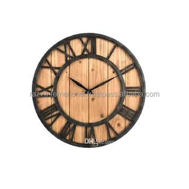12 Inch Wooden Frame Classical Metal Wall Clock