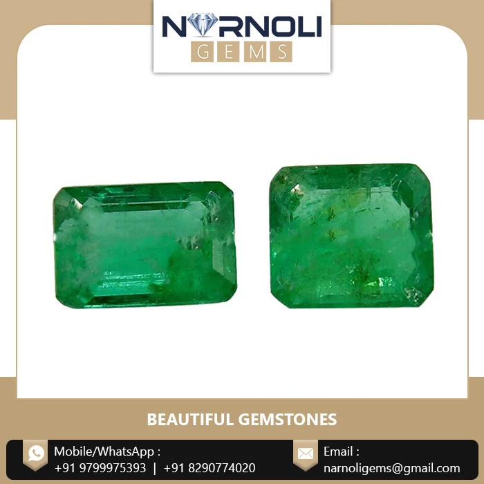 Precious Gemstone Emerald Cut 4 Pieces Green Brazilian Emerald Gemstone For Sale